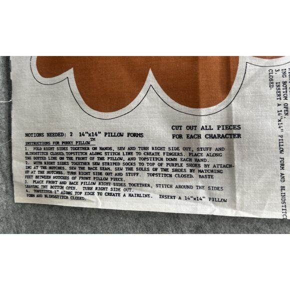 NOS Pillow People Sewing Pattern Panel Aso Alt Full House Punky & Big Footsteps - Picture 11 of 11